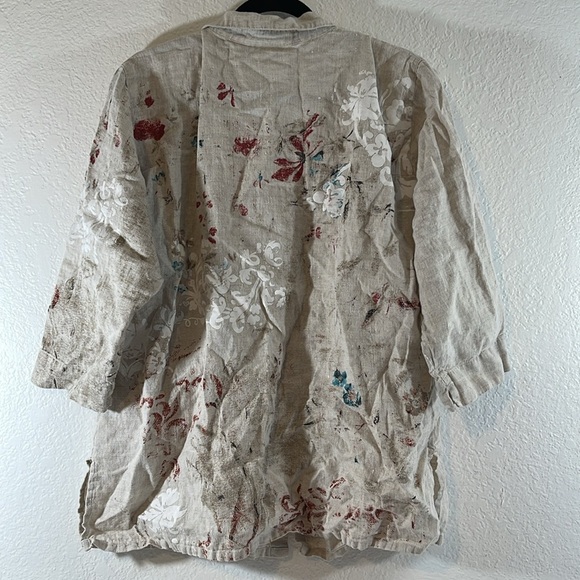 CHICO’S DESIGN Linen taupe tan 1 French country blouse tunic Size 3 (XL/16) - Picture 4 of 7